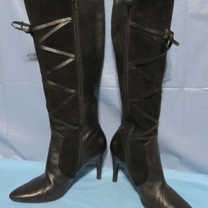 BLACK VIASPIGA Side Zipper High Heel Boots  9 1/2M